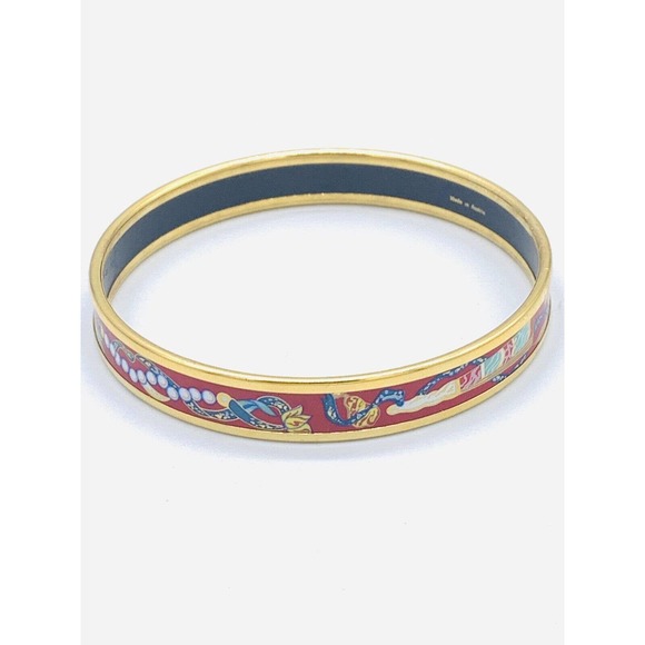Hermes Emaille PM Bangle Gold Plated Red - Picture 3 of 4
